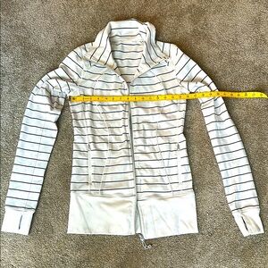 Lululemon Nice Asana black and white striped zip up.